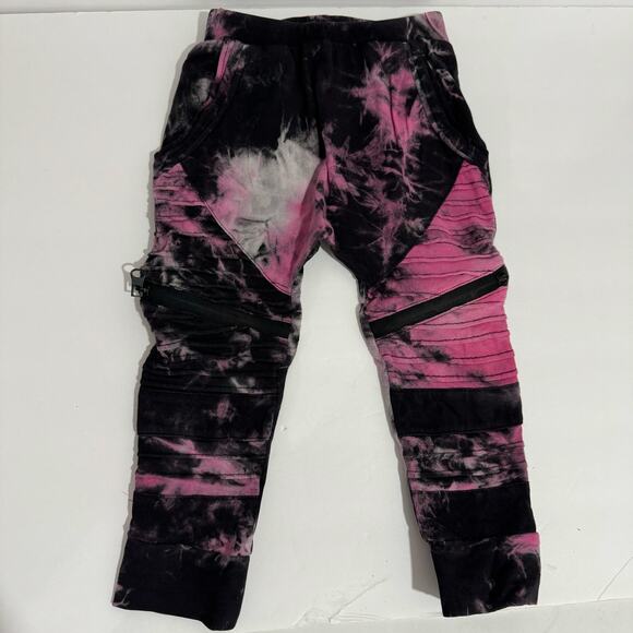 Posh Kiddos Pink & Black Tie Dye Biker Outfit Set Size 3 - Picture 4 of 7